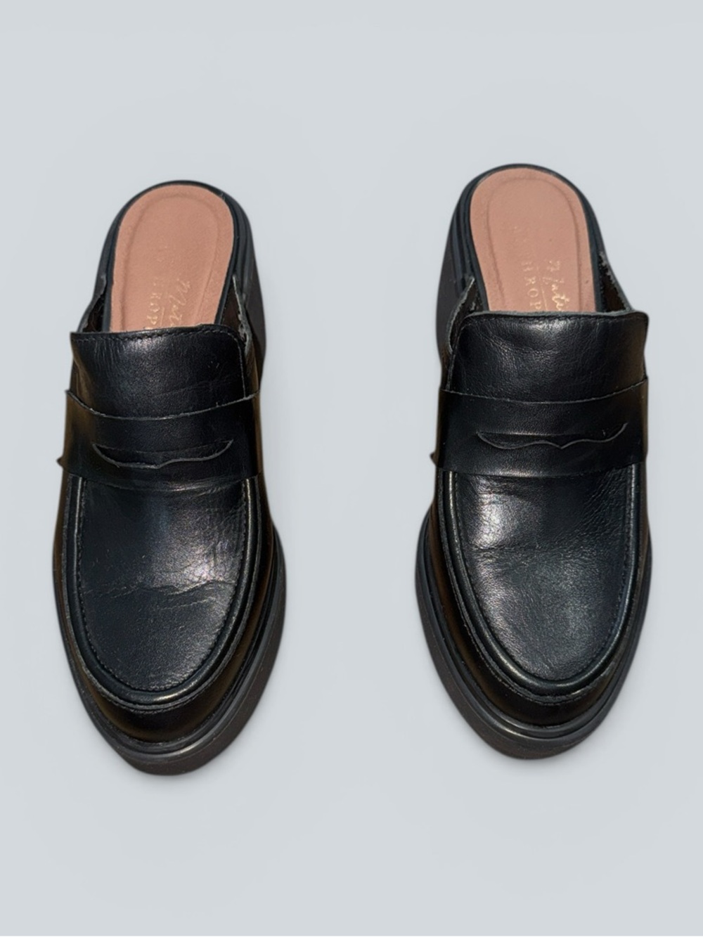 Anthropologie Kelly black leather platform mule loafers - Picture 2 of 7